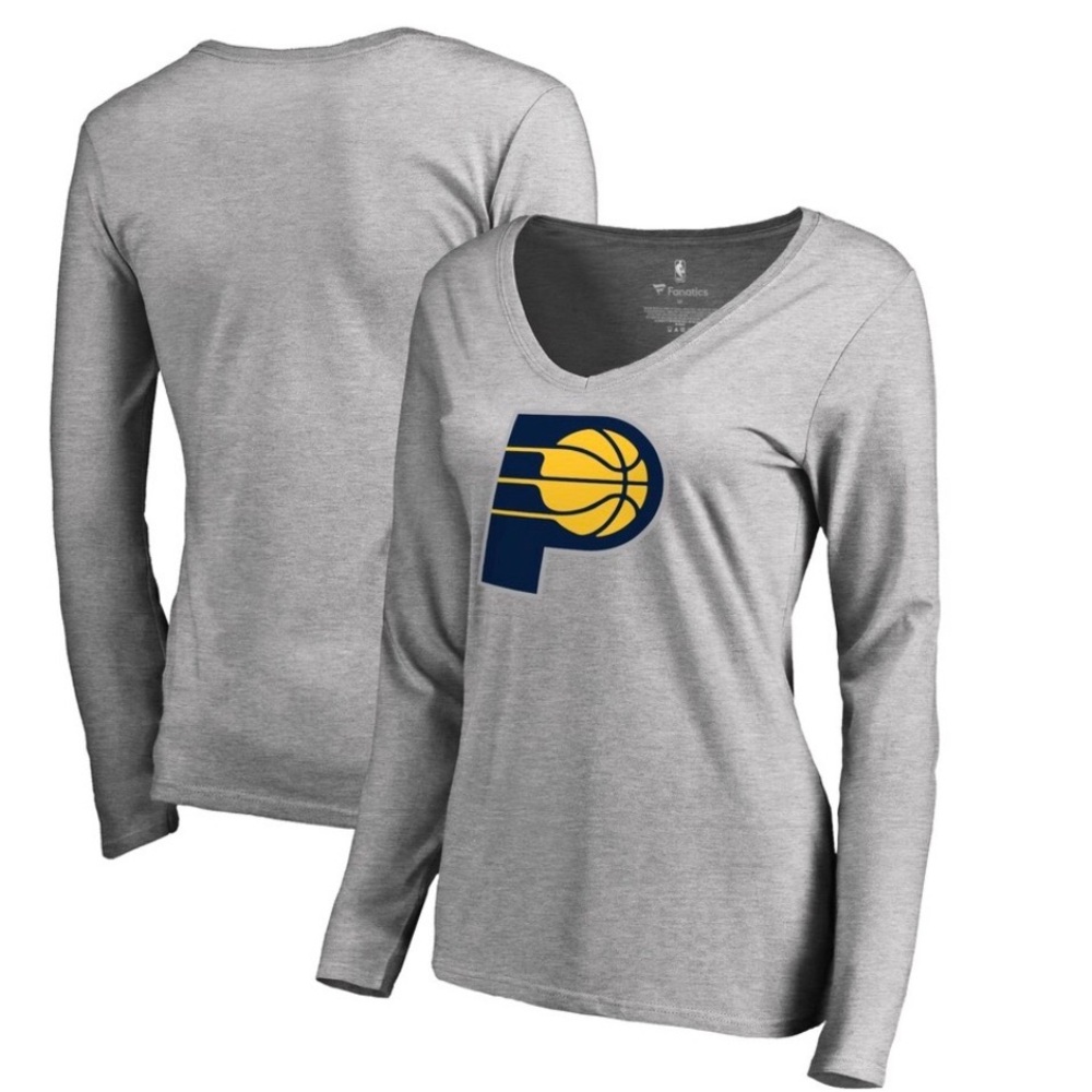 Indiana Pacers Fanatics Women's 3XL Primary Weathered Logo LS Tee Heather Gray